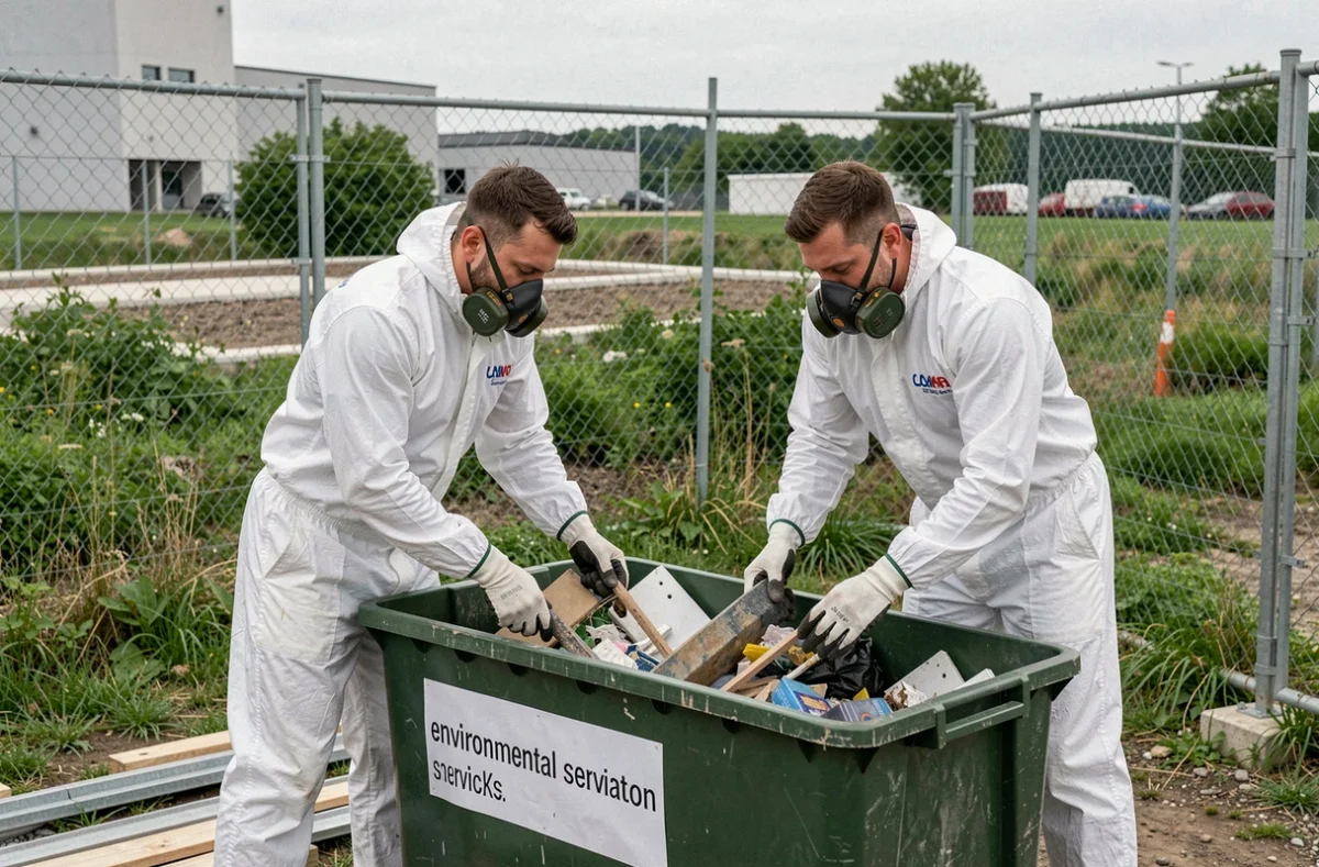 Équipe d'A2L Environnement gérant des déchets de chantier de manière écologique