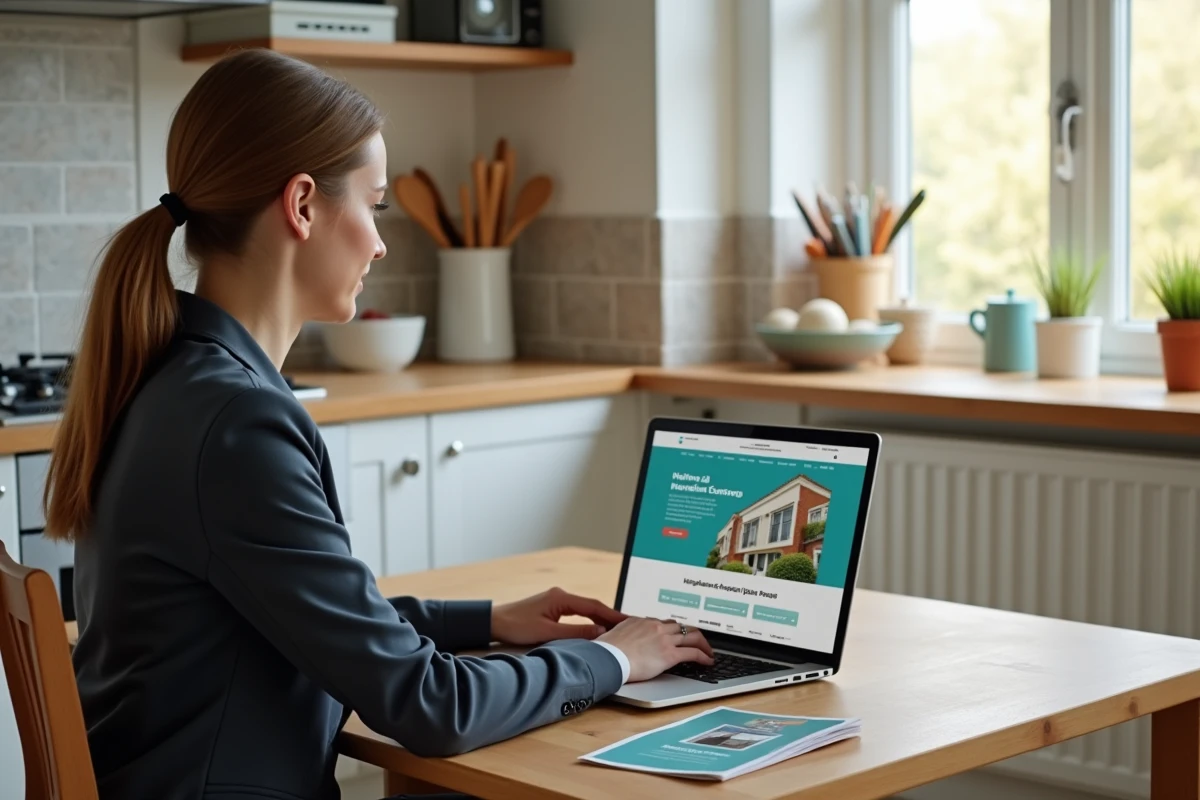 Jeune femme regardant un site d