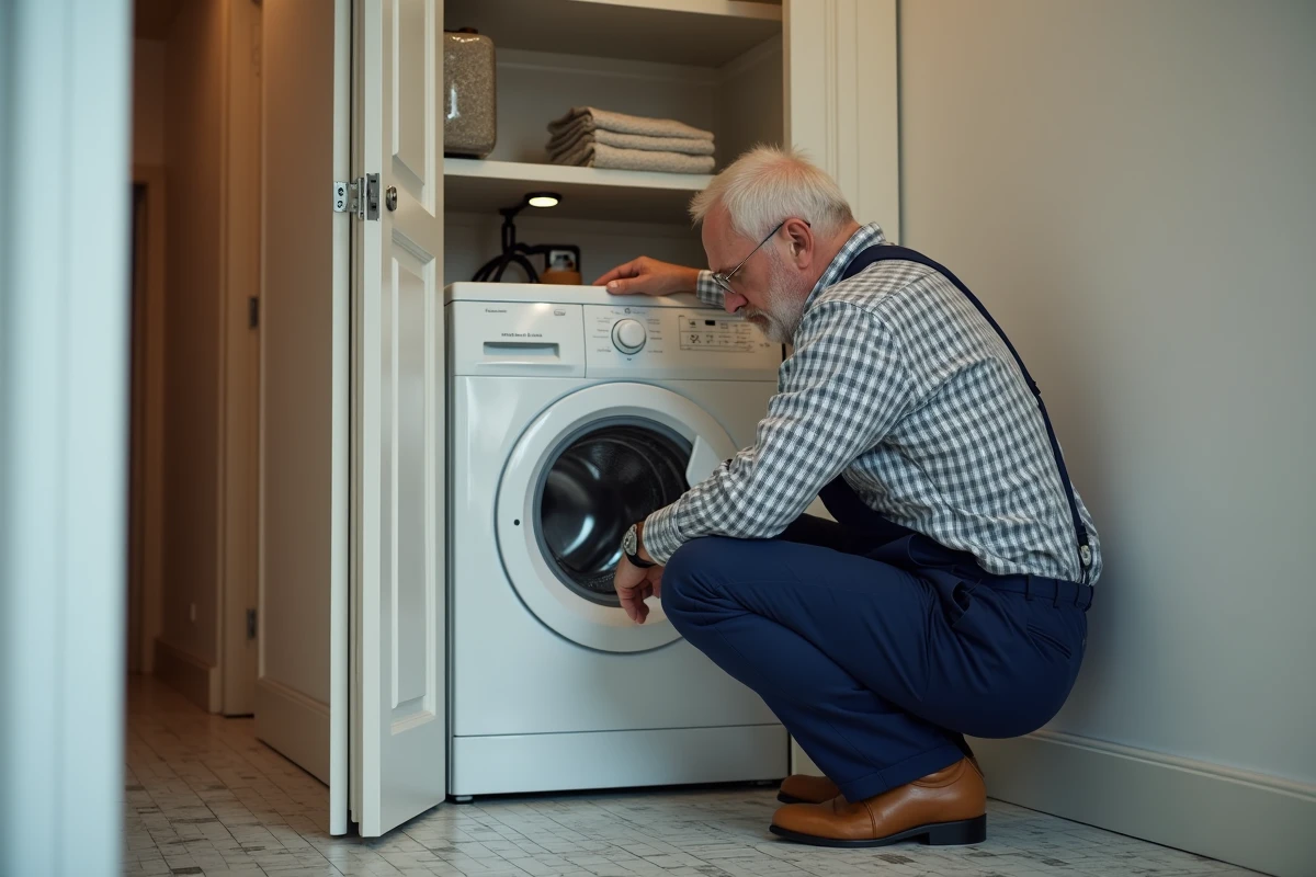 Homme inspectant les raccordements d