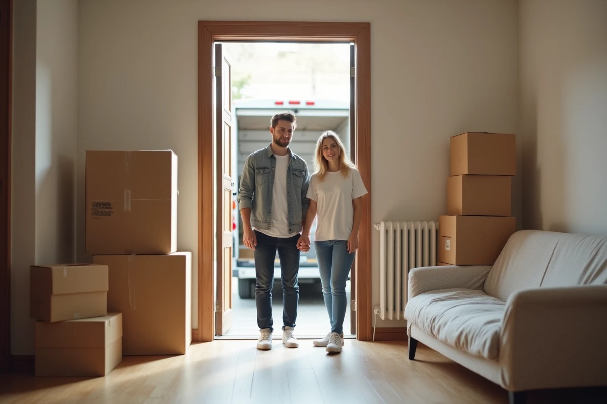 Jeune couple dans un appartement vide et propre