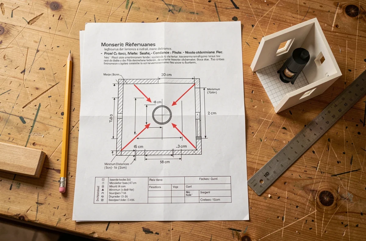 Document réglementaire français avec schémas des distances de sécurité obligatoires pour l'installation d'un poêle à bois