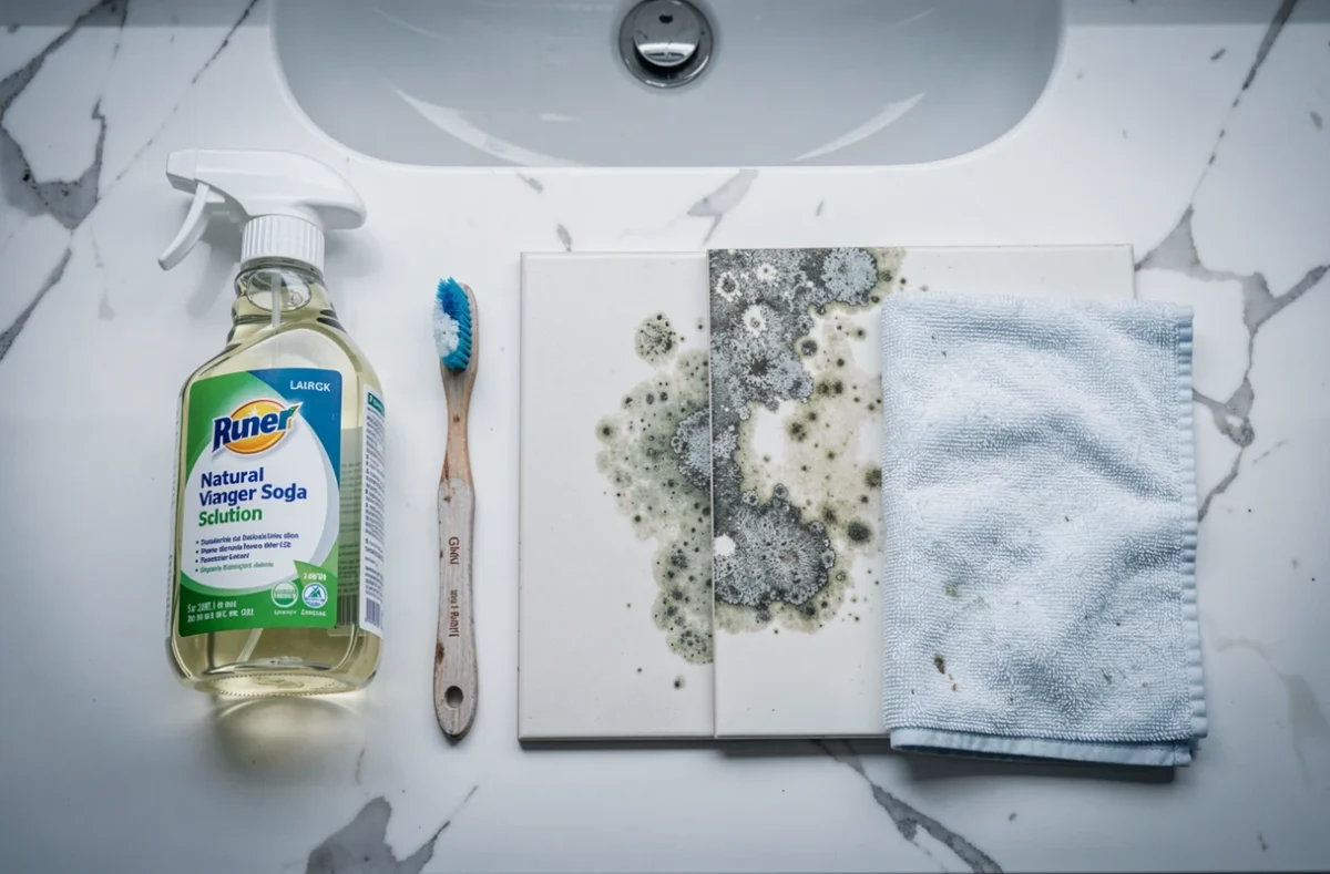 Produits naturels et outils pour éliminer les moisissures du carrelage de salle de bain